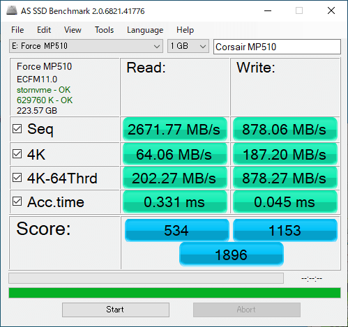 MP510 AS SSD Benchmark